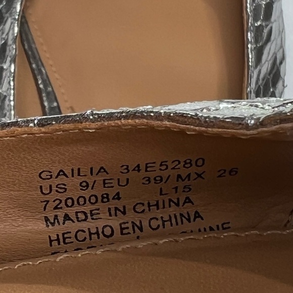 Calvin Klein Flats GAILIA Pointed Toe Shoes Faux Snakeskin Y2K Metallic Silver 9 - Picture 9 of 17